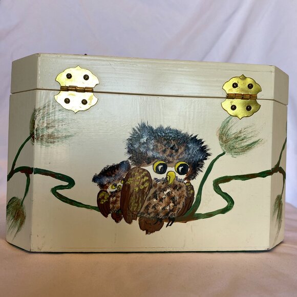 MCM VINTAGE ANNIE LAURIE BOX HANDBAG PURSE - HAND PAINTED CUTE OWLS - Picture 5 of 9